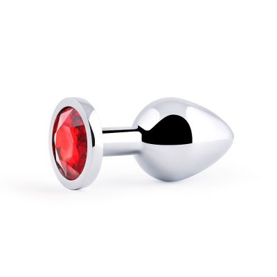 Металлическая втулка SILVER plug цвета серебро с красным кристаллом